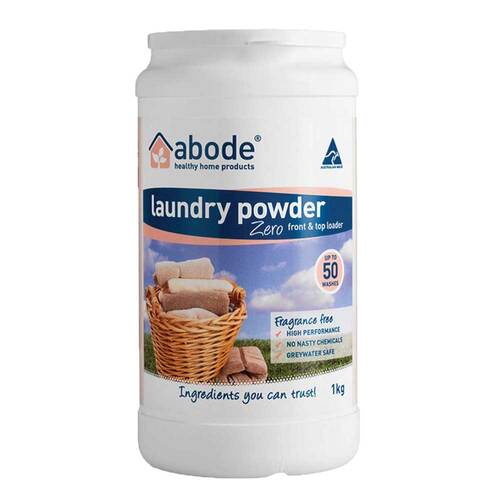 Abode Front & Top Loader Laundry Powder - Zero - 1kg | L'Organic Australia
