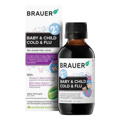 Brauer Baby & Child Cold & Flu Oral Liquid - 100ml | L'Organic Australia