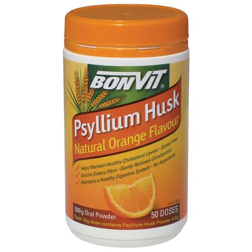 Bonvit Psyllium Husk Natural Orange Flavour Oral Powder - 500g | L'Organic Australia