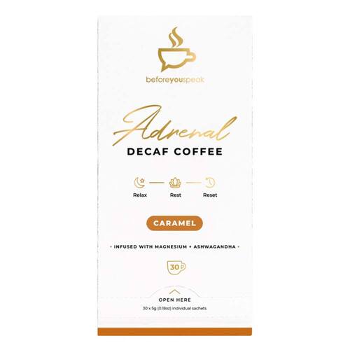 Before You Speak Adrenal Decaf Coffee Caramel - 5g x 30 Pack | L'Organic Australia
