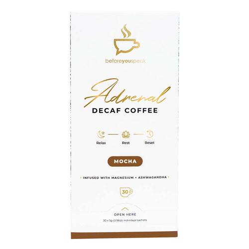 Before You Speak Adrenal Decaf Coffee Mocha - 5g x 30 Pack | L'Organic Australia