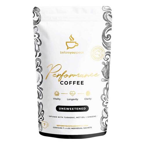 Before You Speak Performance Coffee Unsweetened - 4.5g x 7 Pack | L'Organic Australia