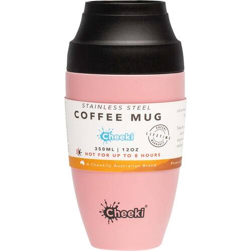 Cheeki Leakproof Coffee Mug - Pink - 350ml | L'Organic Australia