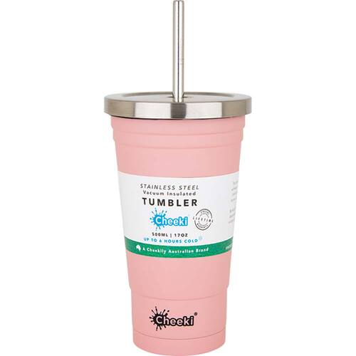 Cheeki Insulated Smoothie Tumbler - Pink - 500ml | L'Organic Australia