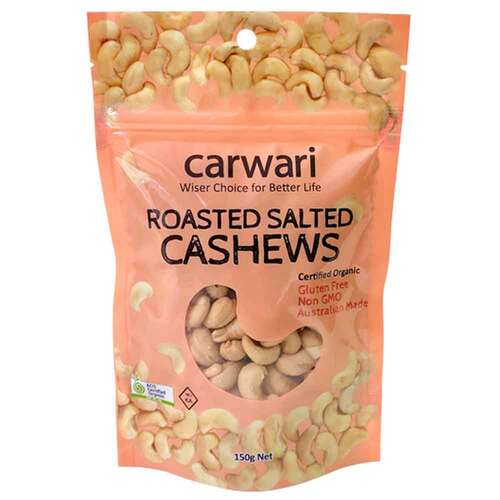 Carwari Organic Cashews Salted Roasted - 150g | L'Organic Australia