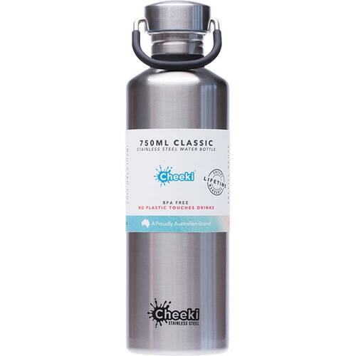 Cheeki Stainless Steel Water Bottle - Silver - 750ml | L'Organic Australia
