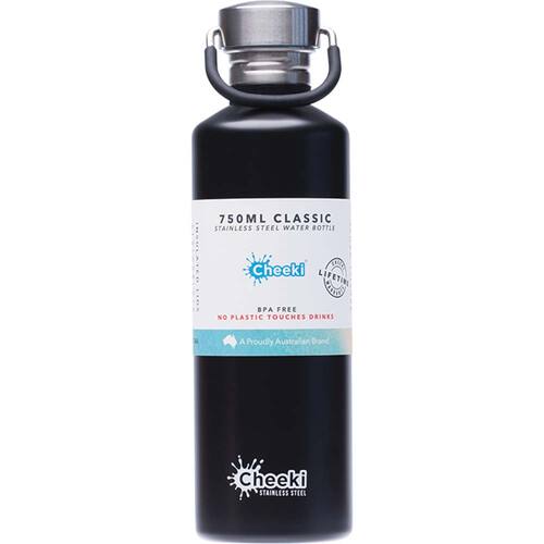 Cheeki Stainless Steel Water Bottle - Matte Black - 750ml | L'Organic Australia