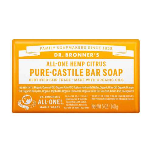 Dr Bronner's Pure-Castile Bar Soap - Citrus Orange - 140g | L'Organic Australia
