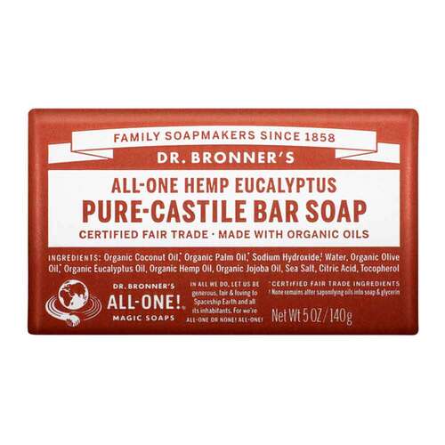 Dr Bronner's Pure-Castile Bar Soap - Eucalyptus - 140g | L'Organic Australia
