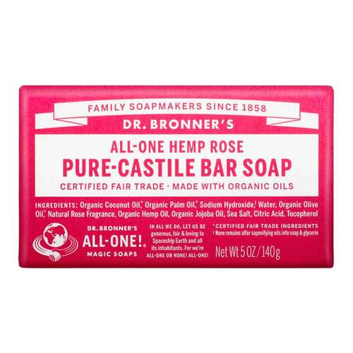 Dr Bronner's Pure-Castile Bar Soap - Rose - 140g | L'Organic Australia