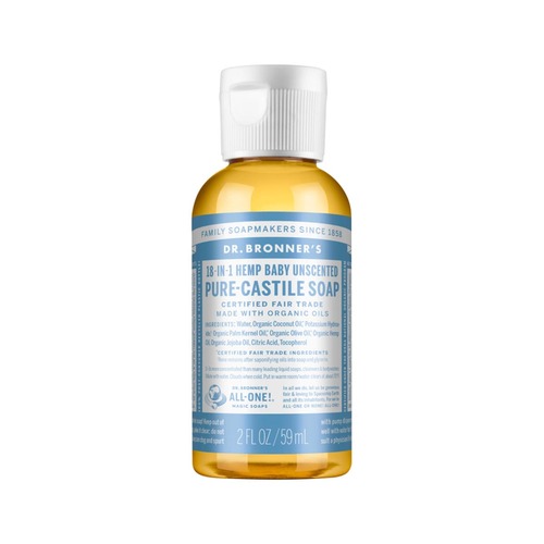 Dr Bronner's Pure Castile Liquid Soap - Baby/Unscented - 59ml | L'Organic Australia