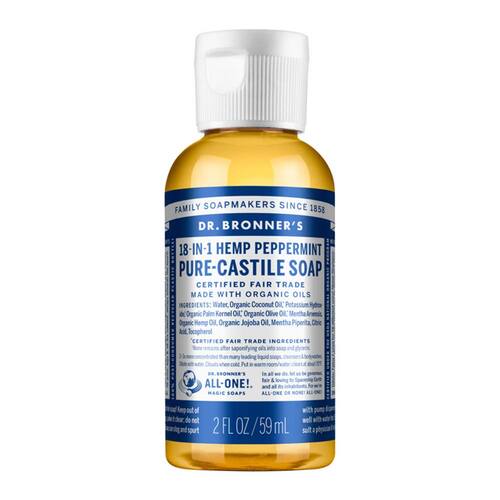 Dr Bronner's Pure Castile Liquid Soap - Peppermint - 59ml | L'Organic Australia