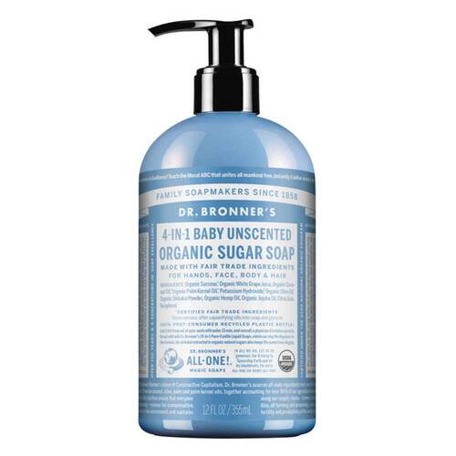 Dr Bronner's 4 in 1 Pump Soap - Baby Unscented - 355ml | L'Organic Australia