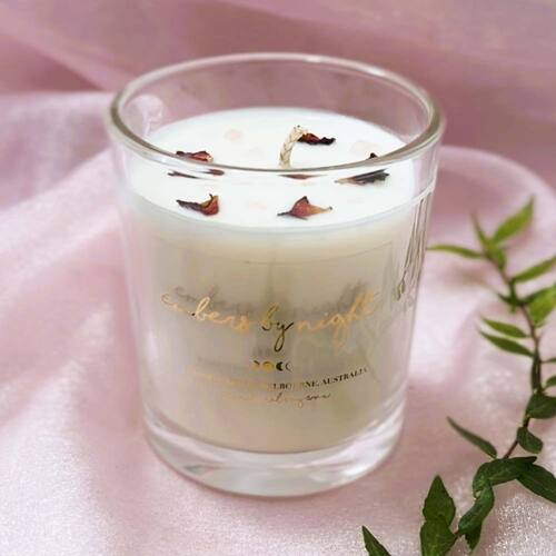 Embers By Night Crystal Infused Candle - Lychee Peony | L'Organic Australia