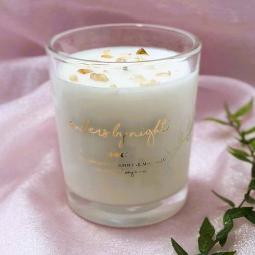 Embers By Night Crystal Infused Candle - Mango Passionfruit | L'Organic Australia