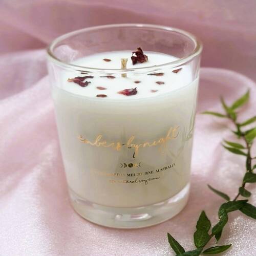 Embers By Night Crystal Infused Candle - Strawberry Champagne | L'Organic Australia