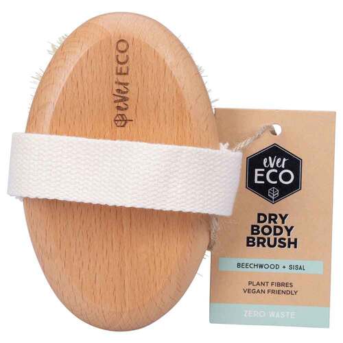 Ever Eco Dry Body Brush Beech Wood Handle, Sisal Bristles - 1 Pack | L'Organic Australia