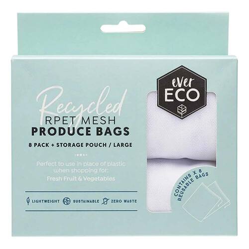 Ever Eco Reusable Produce Bags Recycled Polyester Mesh - 8 Pack | L'Organic Australia