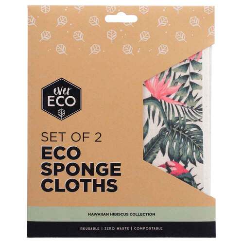Ever Eco Sponge Cloths Hawaiian Hibiscus Collection - 2 Pack | L'Organic Australia