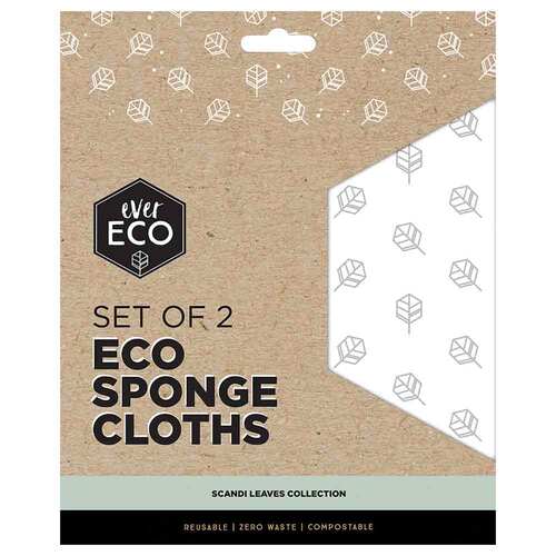 Ever Eco Sponge Cloths Scandi Leaves Collection - 2 Pack | L'Organic Australia