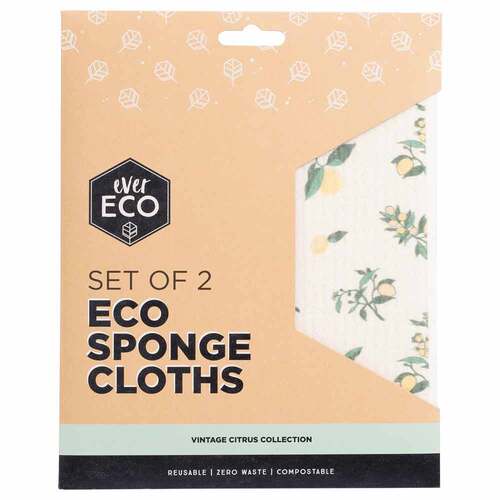 Ever Eco Sponge Cloths Vintage Citrus Collection - 2 Pack | L'Organic Australia