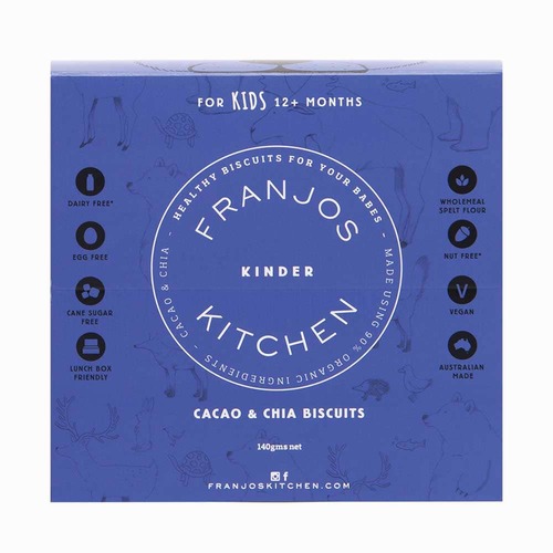 Franjo's Kitchen Kinder Biscuits - Cacao & Chia - 140g | L'Organic Australia