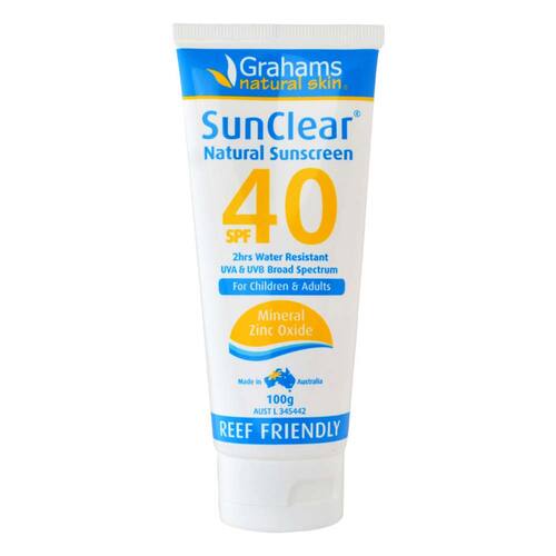 Grahams Natural SunClear Natural Sunscreen SPF 40 (for Children & Adults) - 100g | L'Organic Australia