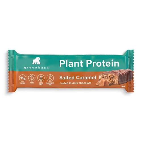 Greenback Plant-Based Salted Caramel Protein Bar - 50g | L'Organic Australia