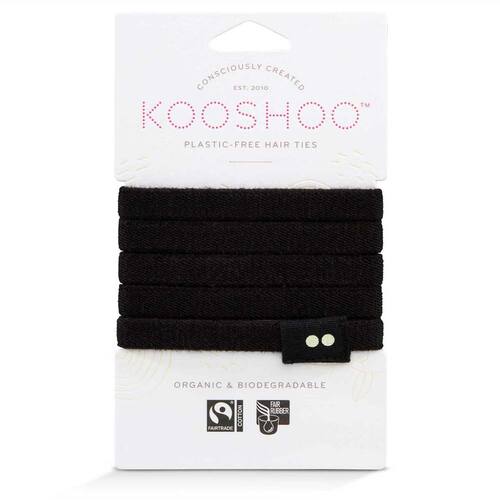 Kooshoo Certified Organic Hair Ties - Black - 5 Pack | L'Organic Australia