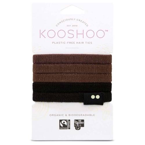 Kooshoo Certified Organic Hair Ties - Black/Brown - 5 Pack | L'Organic Australia