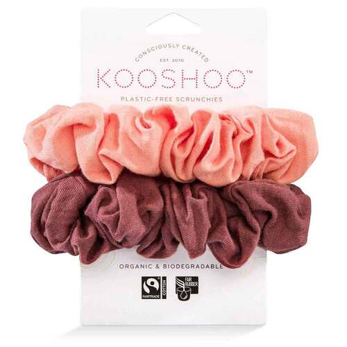 Kooshoo Organic Scrunchies - Coral Rose - 2 Pack | L'Organic Australia