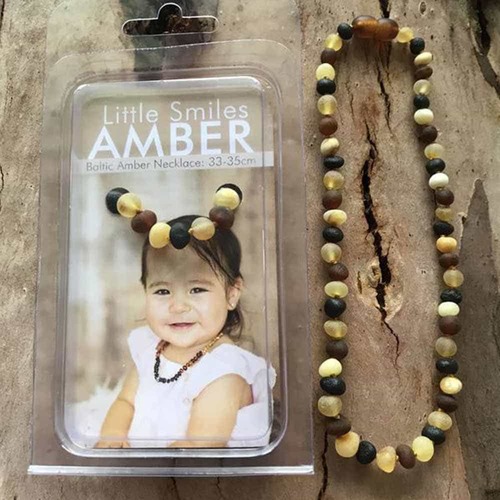Little Smiles Amber Baby Amber Necklace Teething (33 - 35cm) - Raw Multi | L'Organic Australia