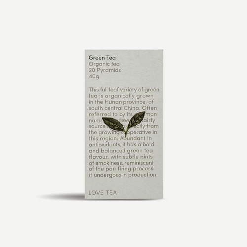 Love Tea - Green Tea Pyramid Bags - 20 Pack | L'Organic Australia