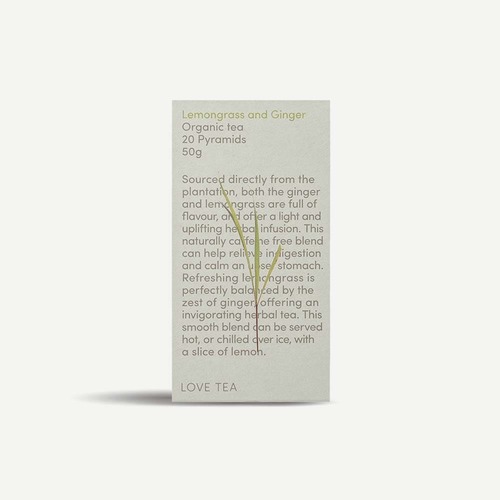 Love Tea Organic Lemongrass & Ginger Tea - 20 Pyramids | L'Organic Australia