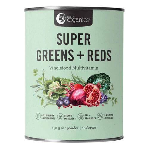 Nutra Organics Super Greens Plus Reds - 150g | L'Organic Australia