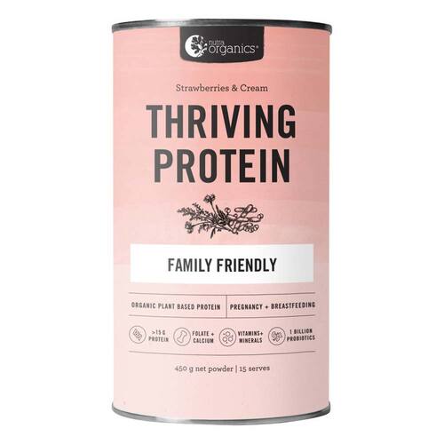 Nutra Organics Thriving Protein Strawberries & Cream - 450g | L'Organic Australia
