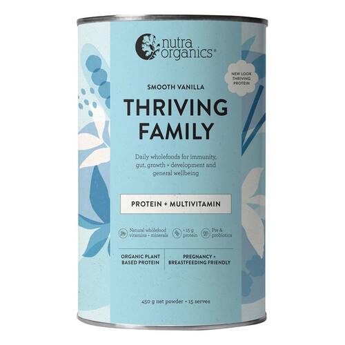 Nutra Organics Thriving Family Protein Smooth Vanilla - 450g | L'Organic Australia