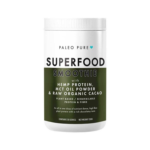 Paleo Pure Superfood Smoothie with Hemp Protein, MCT & Cacao 250g | L'Organic Australia