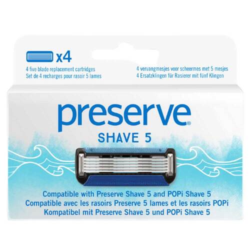 Preserve Shave 5 Razor Blades - 4 Pack | L'Organic Australia