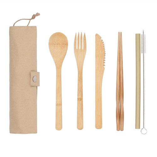 White Magic Reusable Bamboo Cutlery Set - 6 Pack | L'Organic Australia