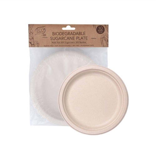 White Magic Biodegradable Sugarcane Plate 17cm - 10 Pack | L'Organic Australia