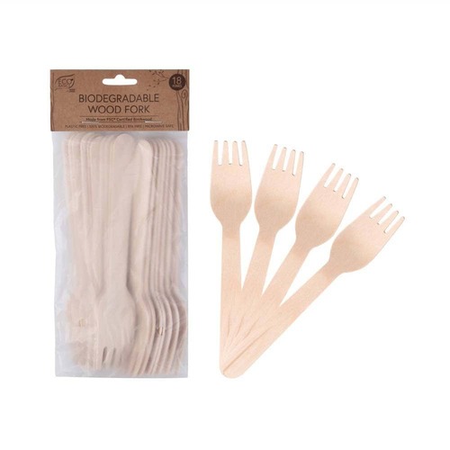 White Magic Biodegradable Wooden Forks - 18 pack | L'Organic Australia
