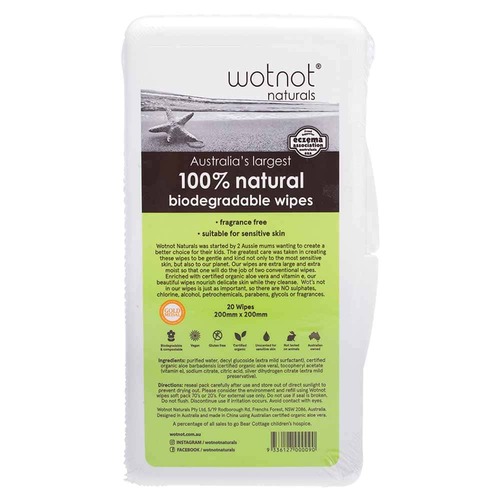 Wotnot Travel Wipes - 20 Refill pack | L'Organic Australia